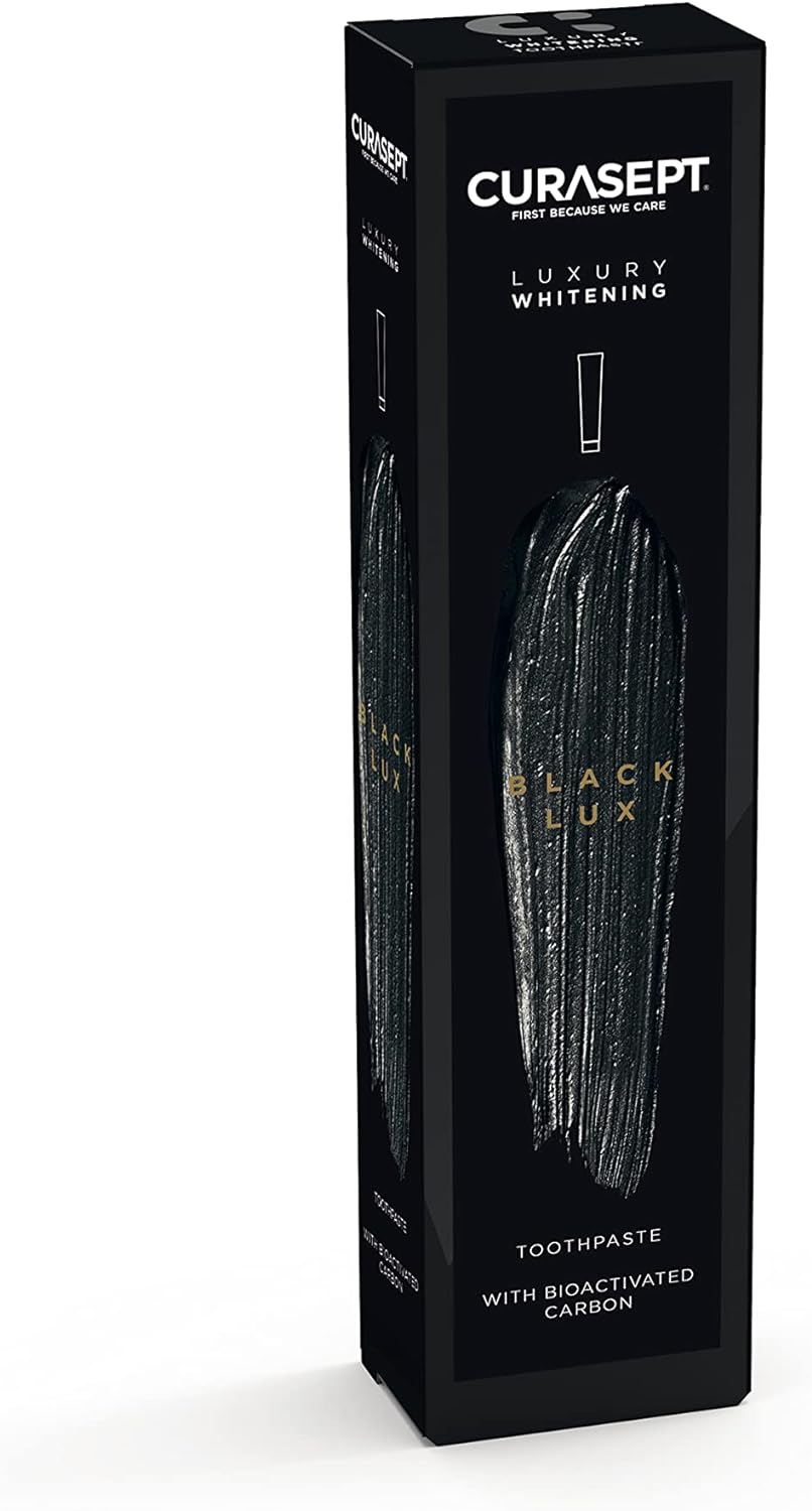Balinanti dantų pasta CURASEPT Black luxury whitening ir dantų šepetėlis, 75ml