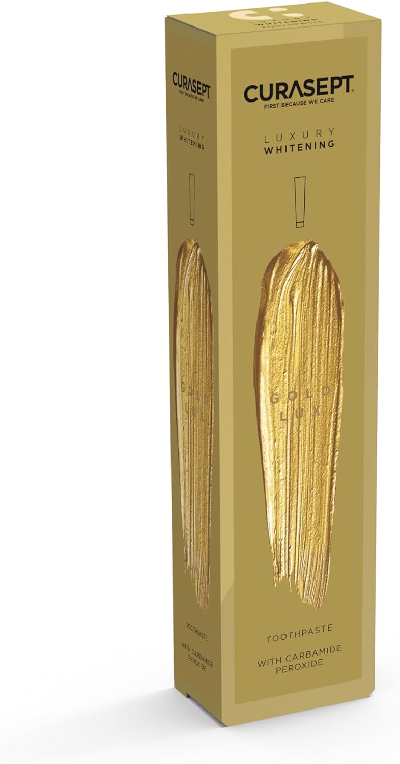 Balinanti dantų pasta CURASEPT Gold luxury whitening ir dantų šepetėlis, 75 ml