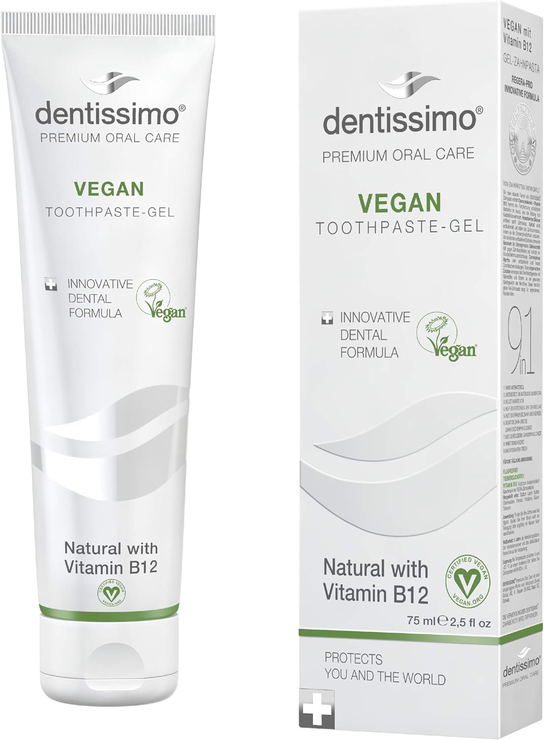 Dantų pasta su vitaminu B12, veganiška ir natūrali DENTISSIMO Vegan, 75 ml