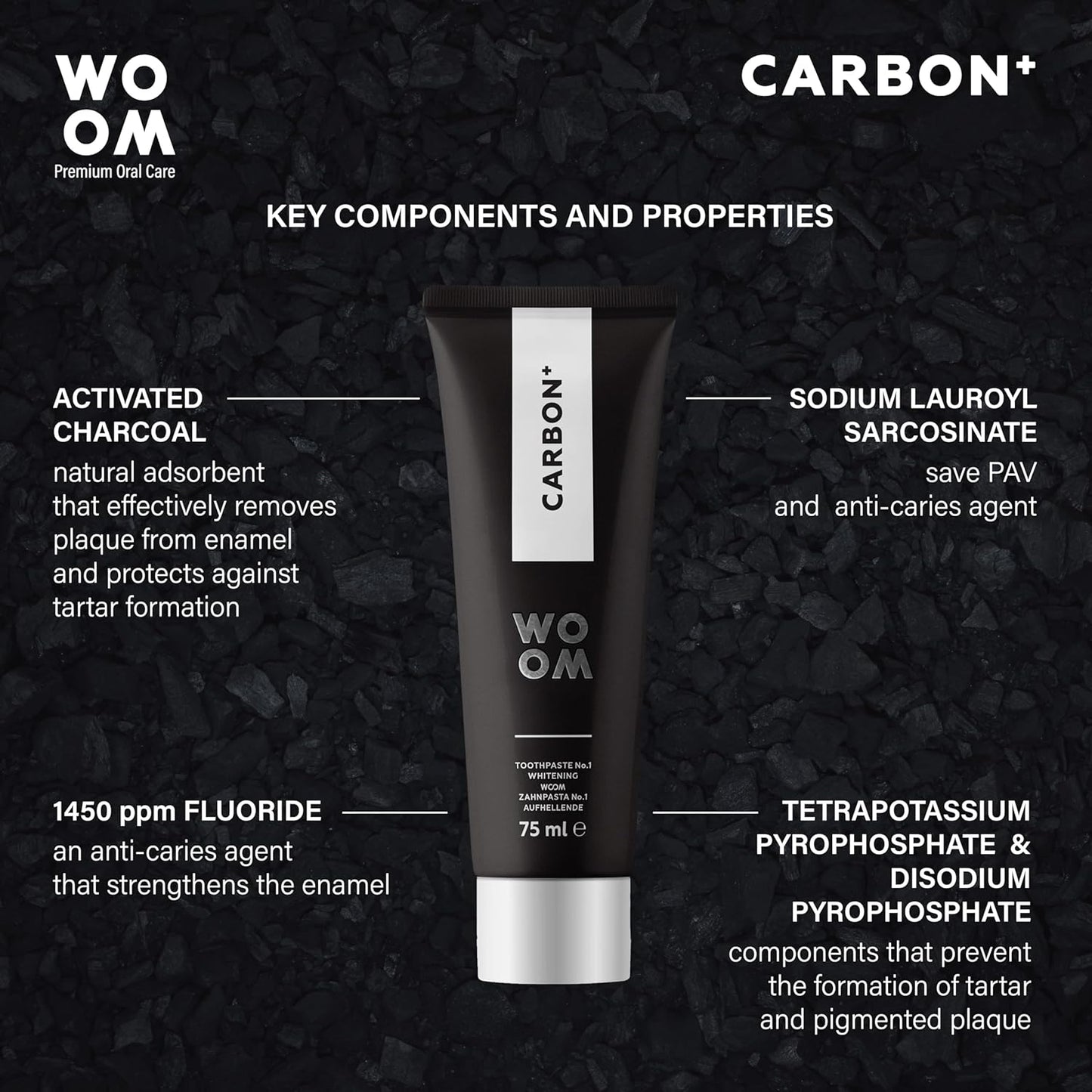 Dantų pasta WOOM CARBON +