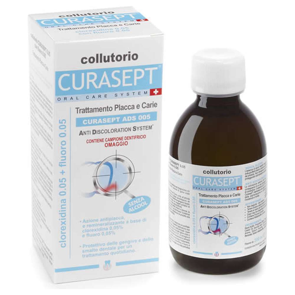 Curasept ADS burnos skalavimo skystis profilaktikai su 0,05% chlorheksidino ir fluoru (220 ppm)