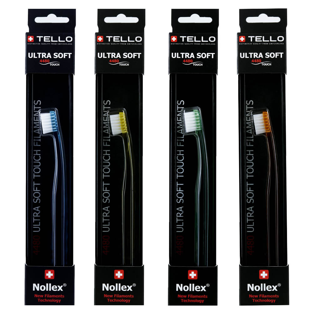 Vaikiškas dantų šepetėlis 6-12 m., TELLO 4480 Ultra Soft BLACK, labai minkštas, 1 vnt