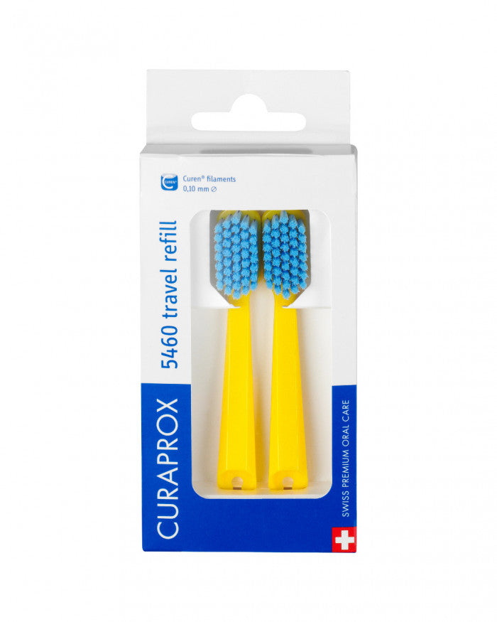 CURAPROX KELIONINIO RINKINIO ATSARGINĖ ŠEPETĖLIO GALVUTĖ CS 5460, ĮVAIRIŲ SPALVŲ, 2 VNT.