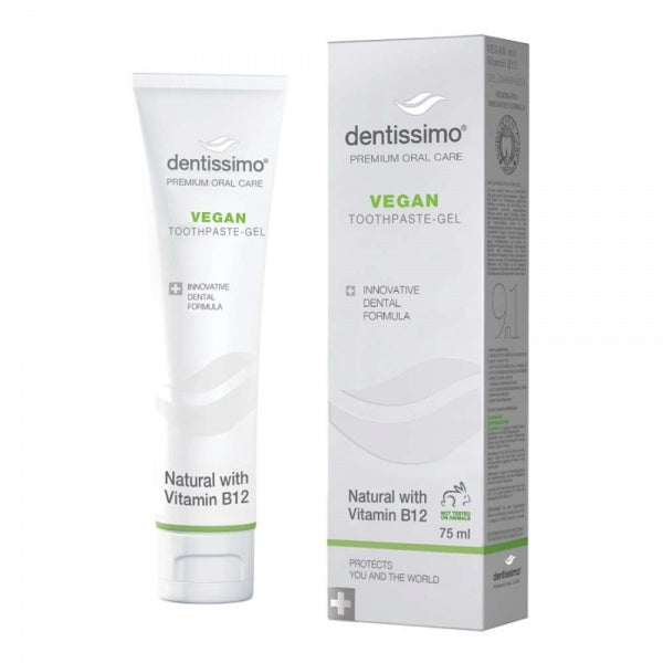 Dantų pasta su vitaminu B12, veganiška ir natūrali DENTISSIMO Vegan, 75 ml