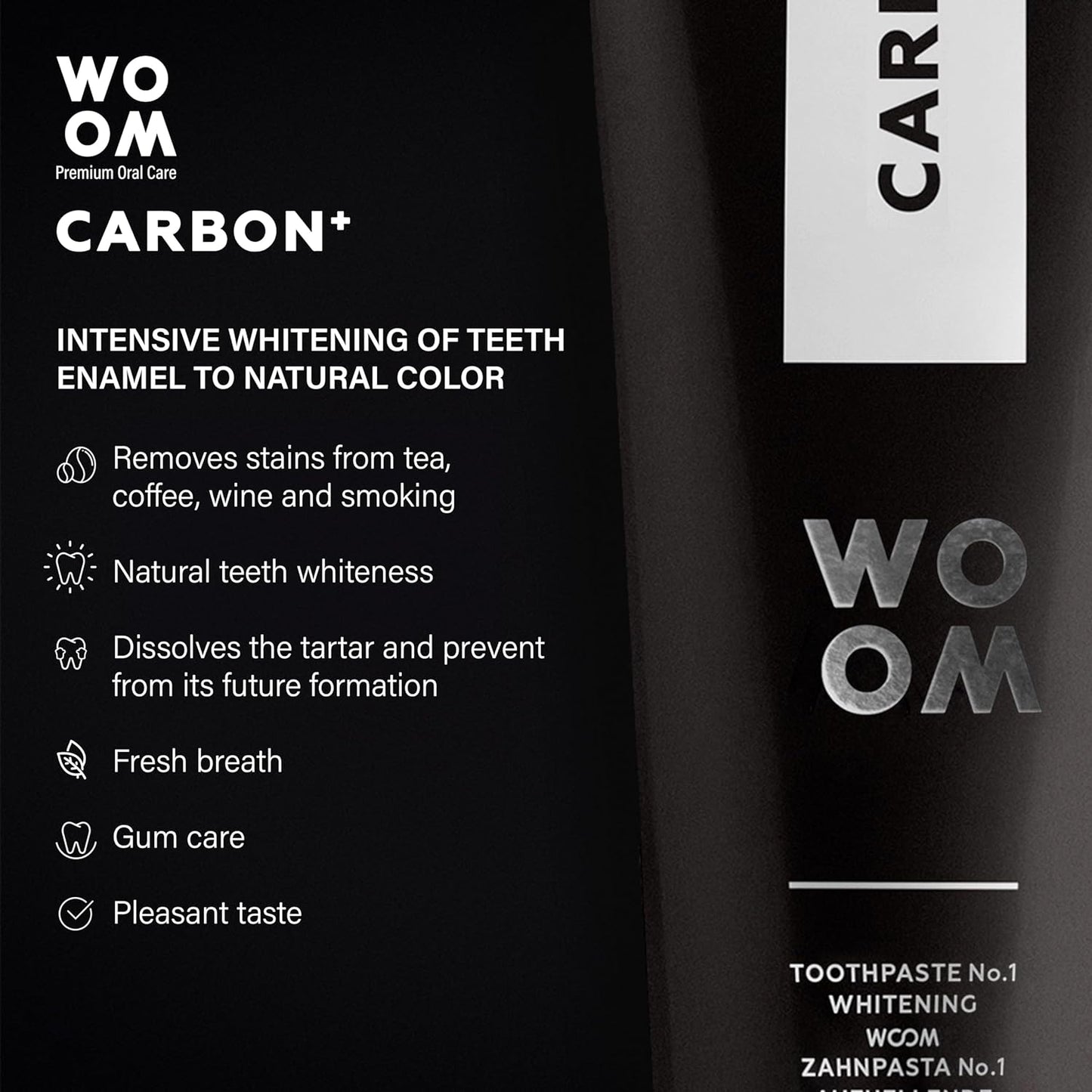 Dantų pasta WOOM CARBON +